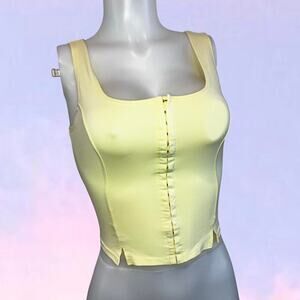 Vintage 90s y2k yellow corset pimkie hook eye yellow size small